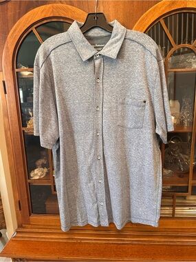 Tommy Bahama Heather Blue Short-Sleeve Button-Down Shirt